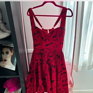 Stylish Red Dress with Black Pattern